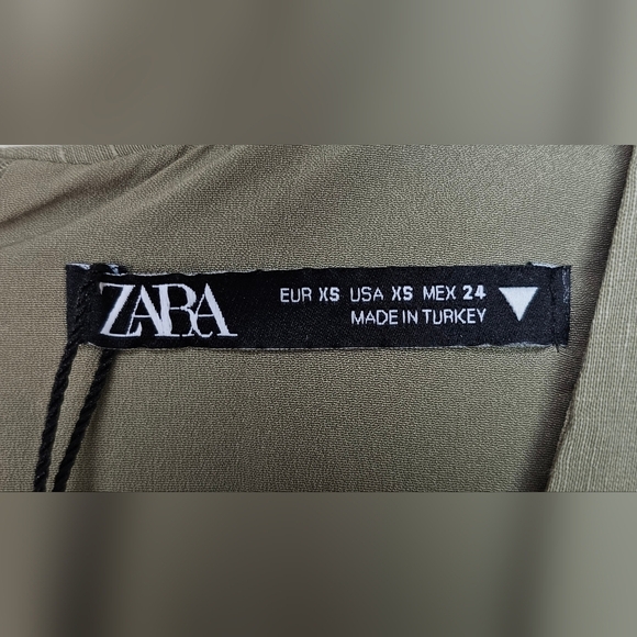 ZARA SEXY LINEN BLEND SHORT DRESS LONG SLEEVE OLIVE GREEN CUT OUT MINI XS - Picture 14 of 16
